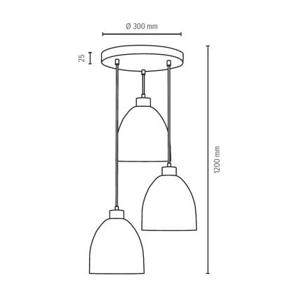 Candelabro suspenso AURA 3xE27/60W/230V faia - certificado por FSC