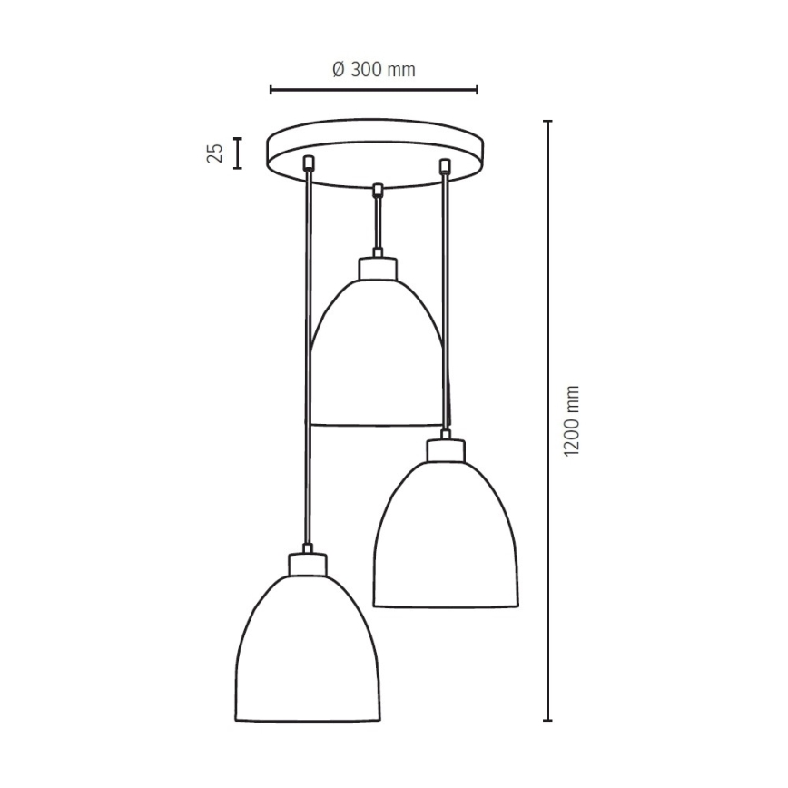 Candelabro suspenso AURA 3xE27/60W/230V faia - certificado por FSC