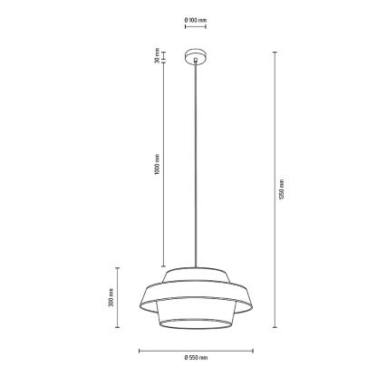 Candeeiro de teto suspenso PRETO GOLD 1xE27/60W/230V