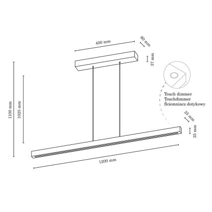 Candelabro suspenso LED com regulação SMAL LED/18W/230V carvalho - certificado por FSC