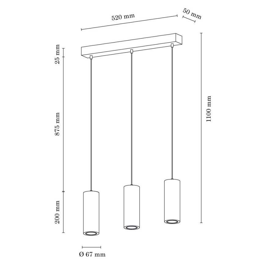 Candelabro suspenso LED PIPE 3xGU10/5W/230V carvalho mate - certificado por FSC