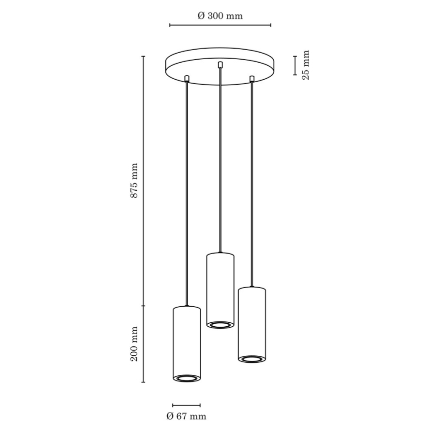 Candelabro suspenso LED PIPE 3xGU10/5W/230V carvalho mate - certificado por FSC
