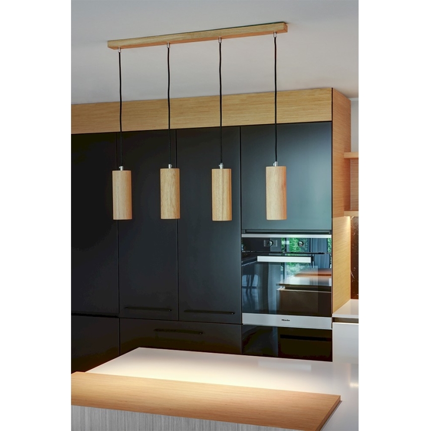Candelabro suspenso LED PIPE 4xGU10/5W/230V carvalho mate - certificado por FSC