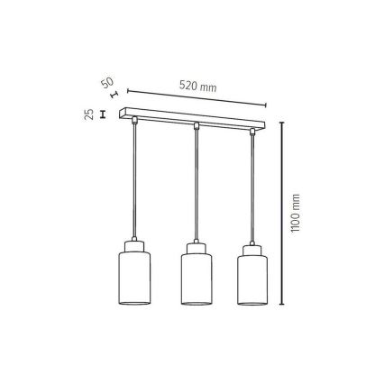 Candelabro suspenso BOSCO 3xE27/60W/230V - certificado por FSC