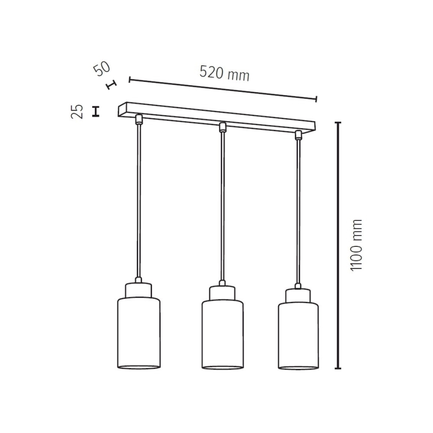 Candelabro suspenso BOSCO 3xE27/60W/230V bétula - certificado por FSC