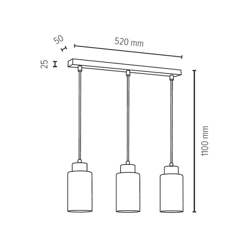Candelabro suspenso BOSCO 3xE27/60W/230V carvalho - certificado por FSC