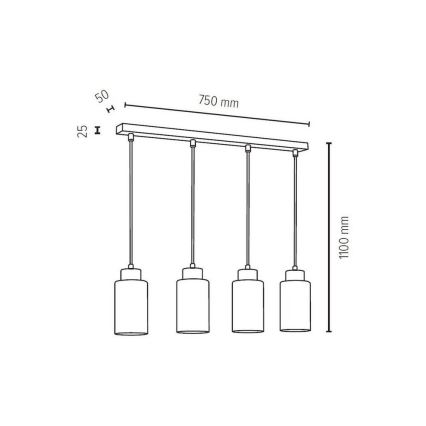 Candelabro suspenso BOSCO 4xE27/60W/230V - certificado por FSC