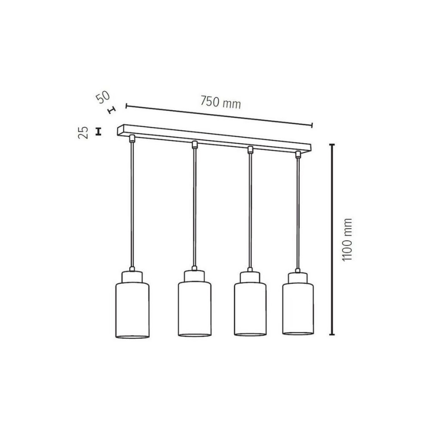 Candelabro suspenso BOSCO 4xE27/60W/230V - certificado por FSC