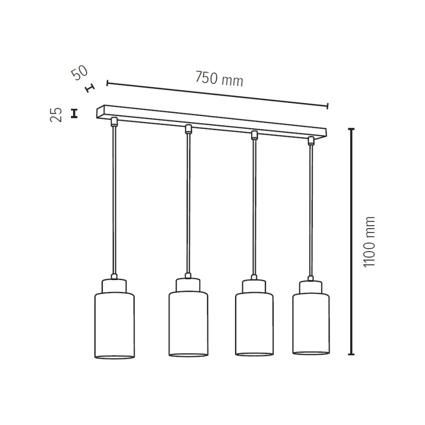 Candelabro suspenso BOSCO 4xE27/60W/230V - certificado por FSC