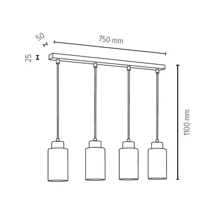Candelabro suspenso BOSCO 4xE27/60W/230V carvalho - certificado por FSC