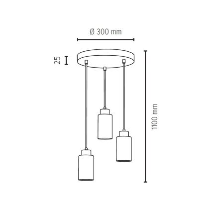 Candelabro suspenso BOSCO 3xE27/60W/230V carvalho - certificado por FSC