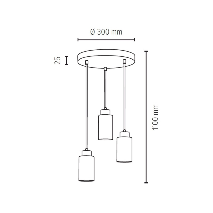 Candelabro suspenso BOSCO 3xE27/60W/230V carvalho - certificado por FSC