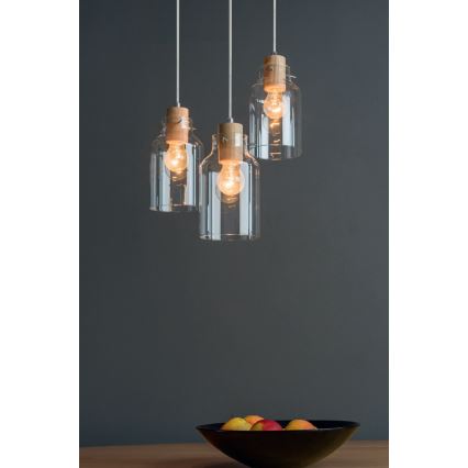 Candelabro suspenso ALESSANDRO 1xE27/60W/230V carvalho  - certificado por FSC