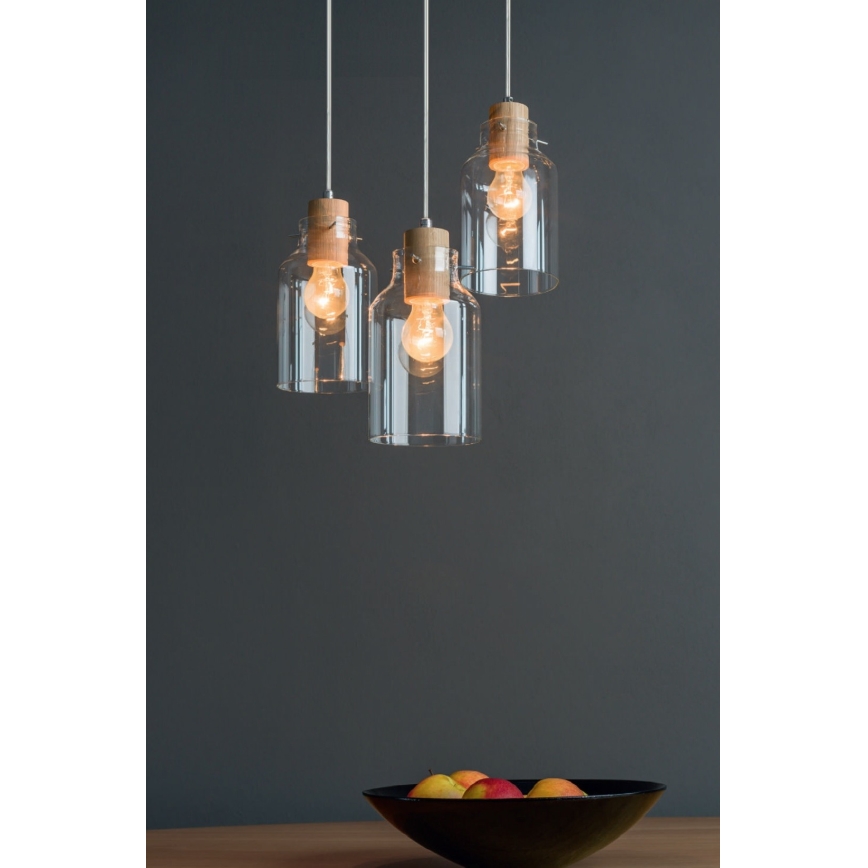 Candelabro suspenso ALESSANDRO 1xE27/60W/230V carvalho  - certificado por FSC