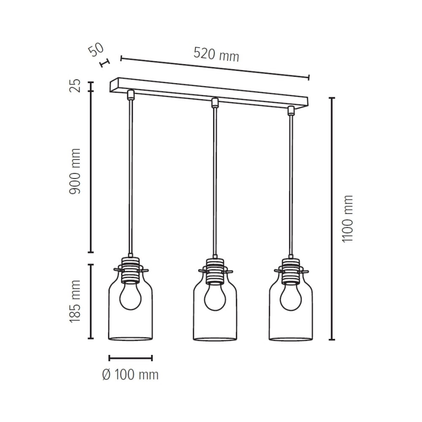 Candelabro  suspenso ALESSANDRO 3xE27/60W/230V carvalho - certificado por FSC