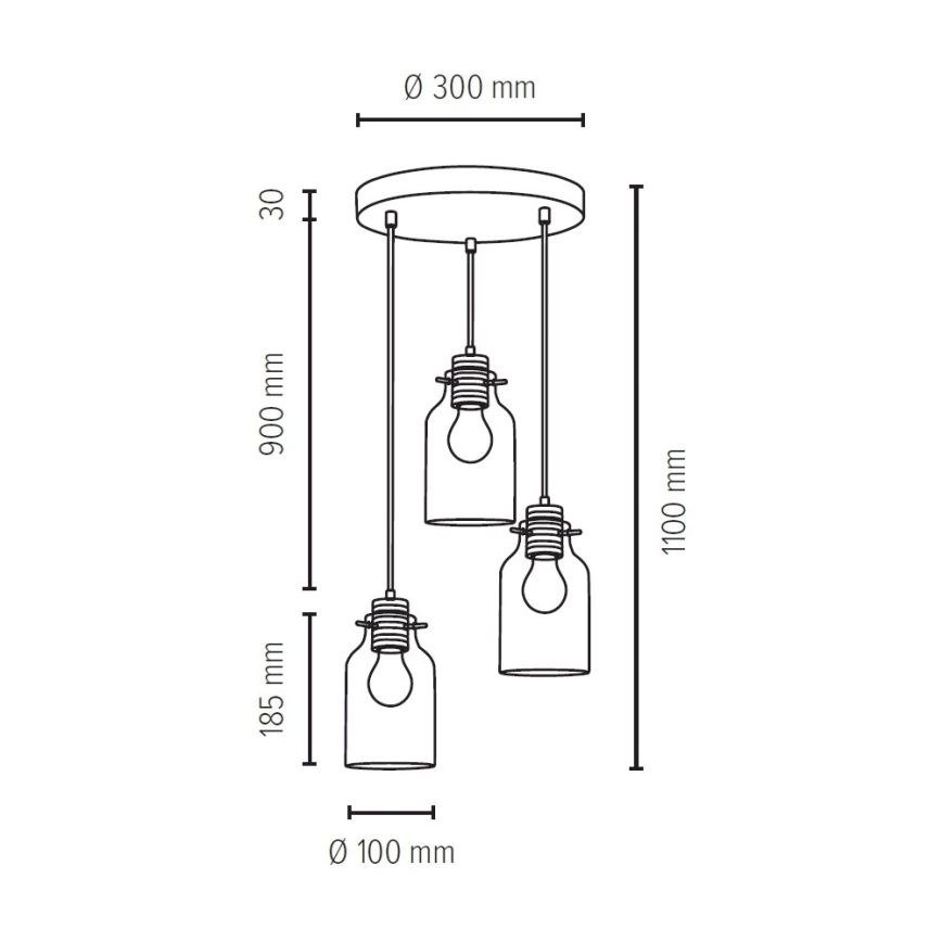 Candelabro suspenso ALESSANDRO 3xE27/60W/230V faia - certificado por FSC