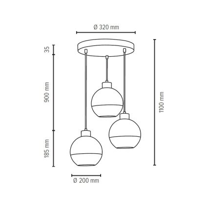 Candelabro suspenso FRESH 3xE27/60W/230V - certificado por FSC