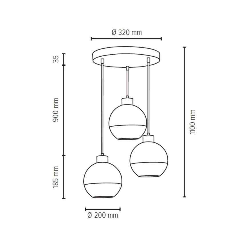 Candelabro suspenso FRESH 3xE27/60W/230V - certificado por FSC