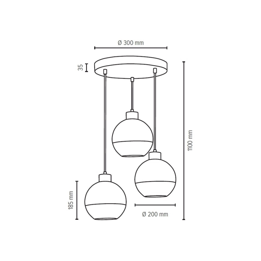 Candelabro suspenso LINEA 3xE27/60W/230V carvalho - certificado por FSC