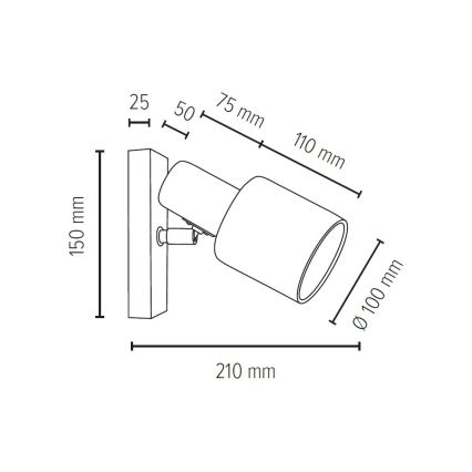 Foco de parede TREEHOUSE 1xE27/25W/230V carvalho - certificado por FSC
