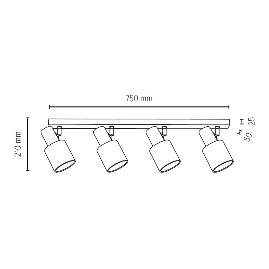 Foco TREEHOUSE 4xE27/25W/230V carvalho - certificado por FSC