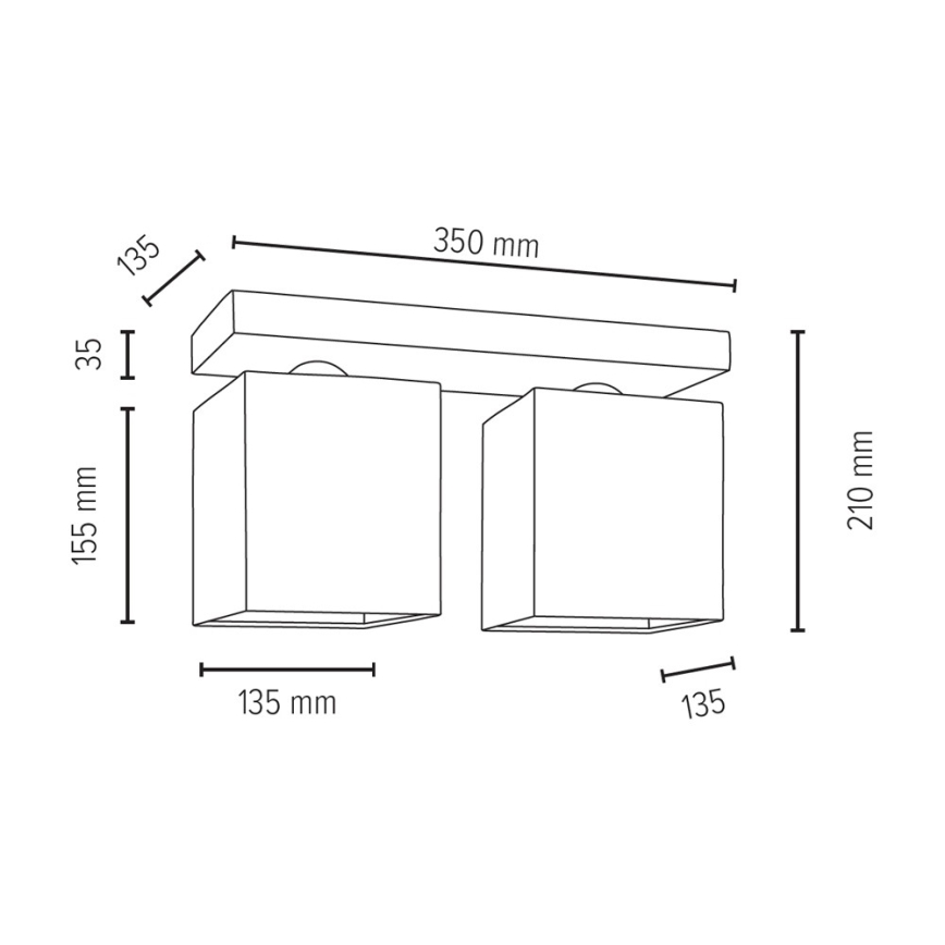 Iluminação de teto GRANDE 2xE27/25W/230V betão - certificado por FSC
