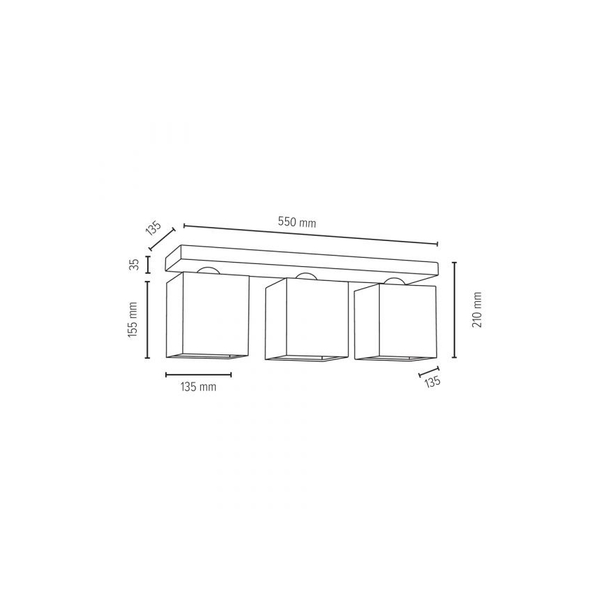 Iluminação de teto GREAT 3xE27/25W/230V betão - certificado por FSC
