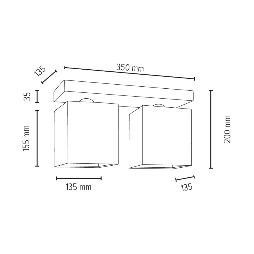 Iluminação de teto INGER 2xE27/25W/230V carvalho - certificado por FSC
