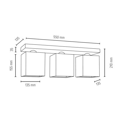 Iluminação de teto INGER 3xE27/25W/230V carvalho - certificado por FSC