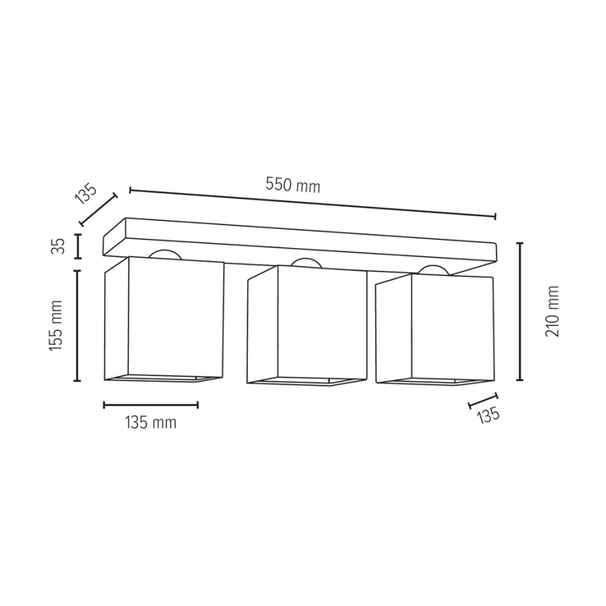 Iluminação de teto INGER 3xE27/25W/230V carvalho - certificado por FSC