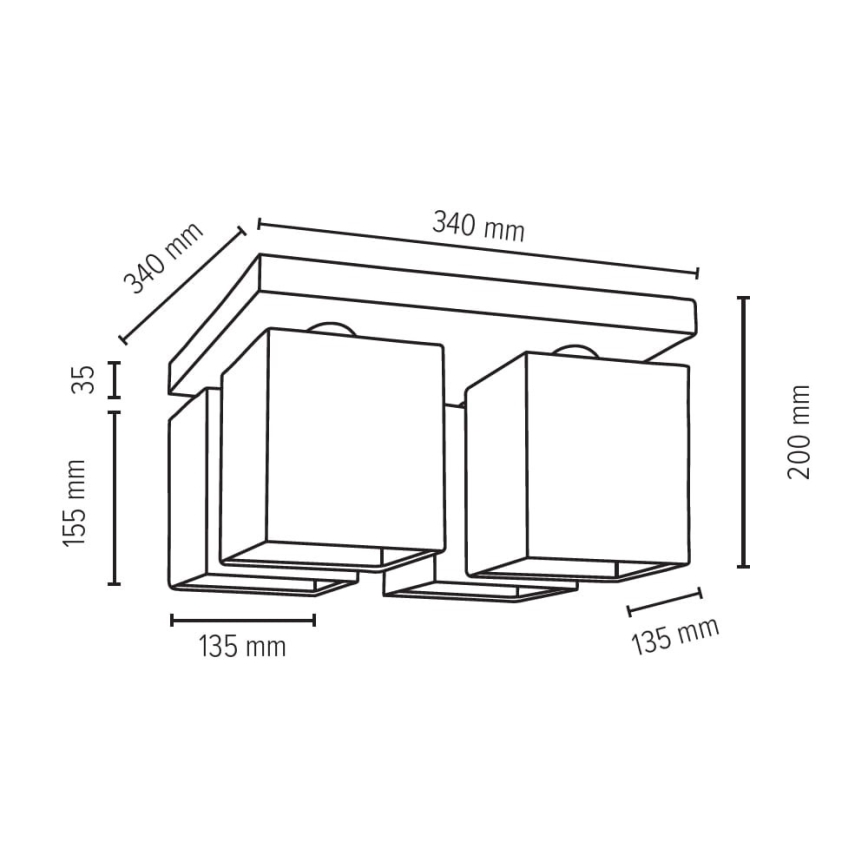 Iluminação de teto INGER 4xE27/25W/230V carvalho - certificado por FSC
