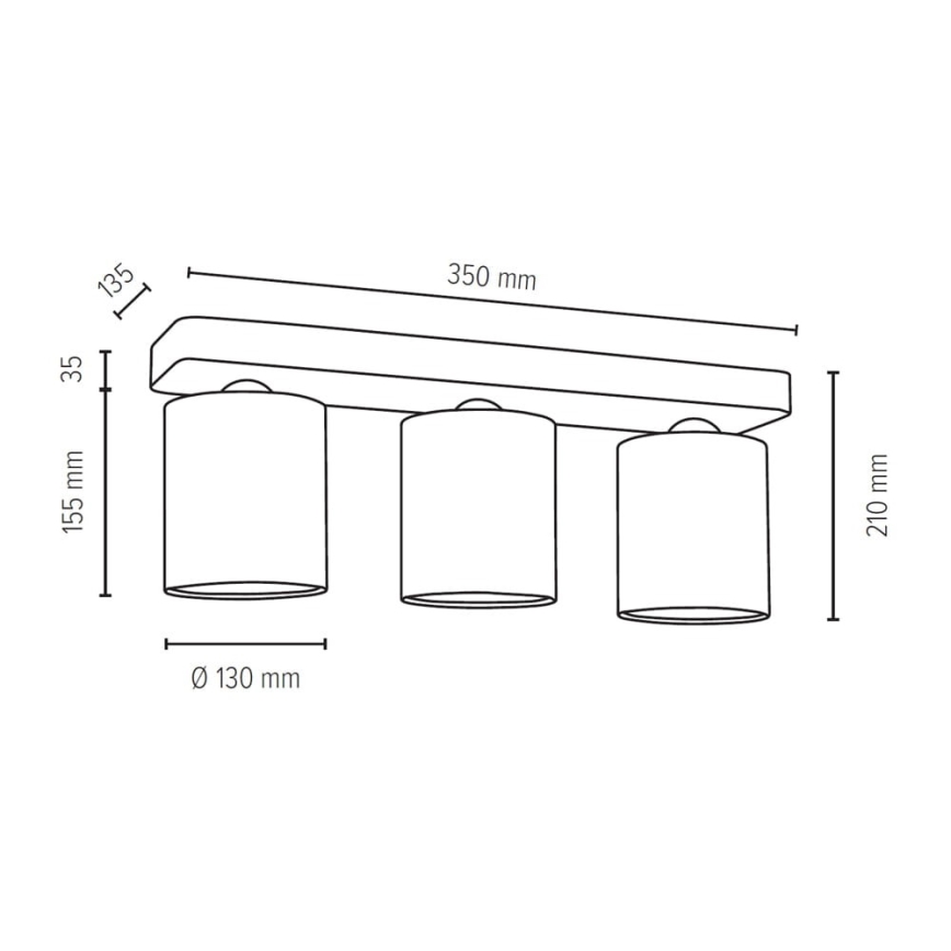 Iluminação de teto GENTLE 3xE27/25W/230V betão - certificado por FSC