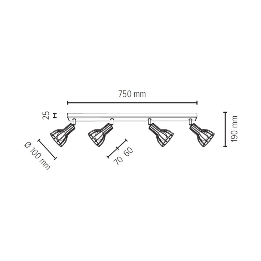 Foco MEGAN 4xE14/40W/230V carvalho - certificado por FSC
