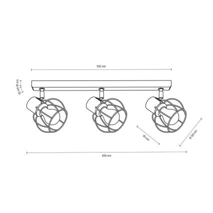 Foco de teto PHIPHI 3xE27/60W/230V carvalho - certificado por FSC