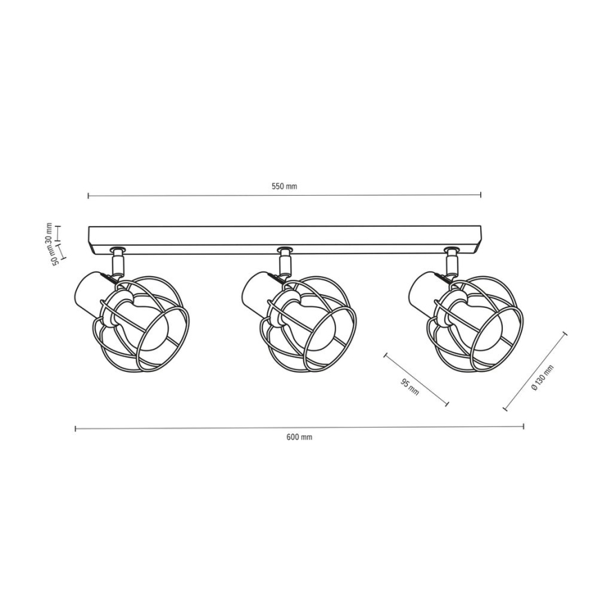 Foco de teto PHIPHI 3xE27/60W/230V carvalho - certificado por FSC