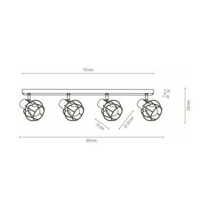 Foco de teto PHIPHI 4xE27/60W/230V carvalho - certificado por FSC