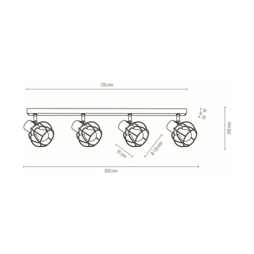 Foco de teto PHIPHI 4xE27/60W/230V carvalho - certificado por FSC