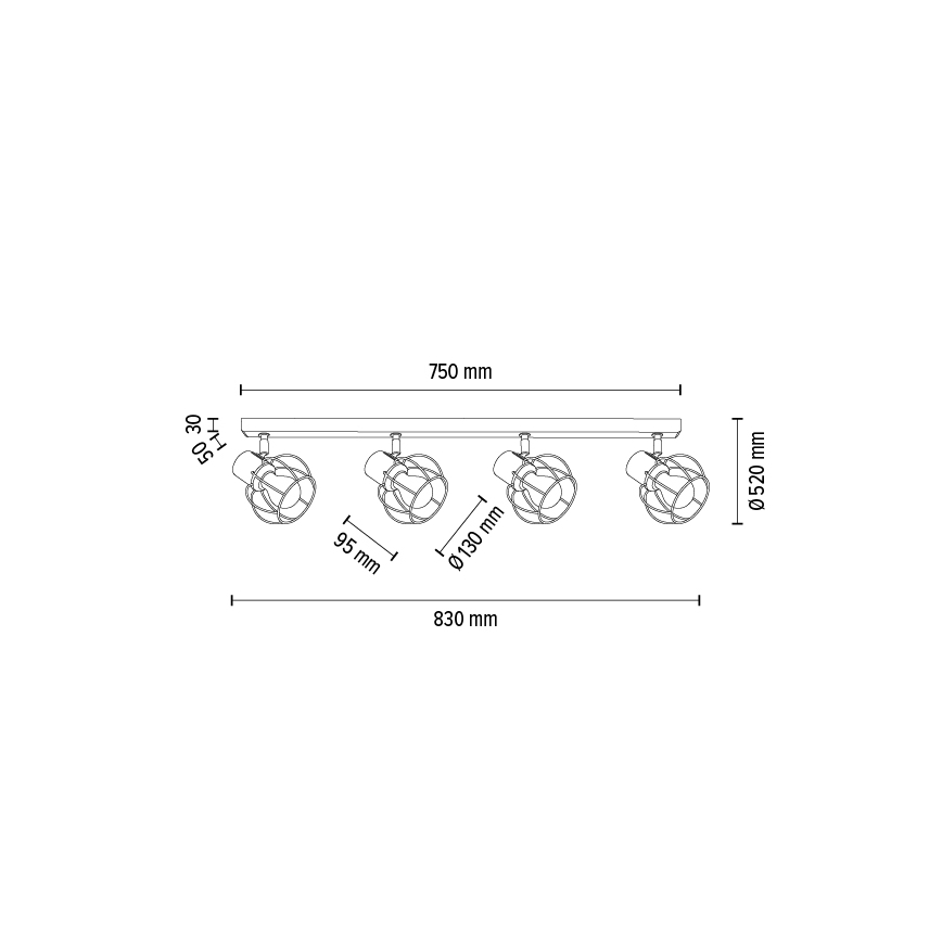 Foco de teto PHIPHI 4xE27/60W/230V carvalho - certificado por FSC