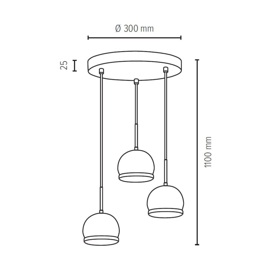 Candelabro suspenso LED BALL WOOD 3xGU10/5W/230V faia - certificado por FSC