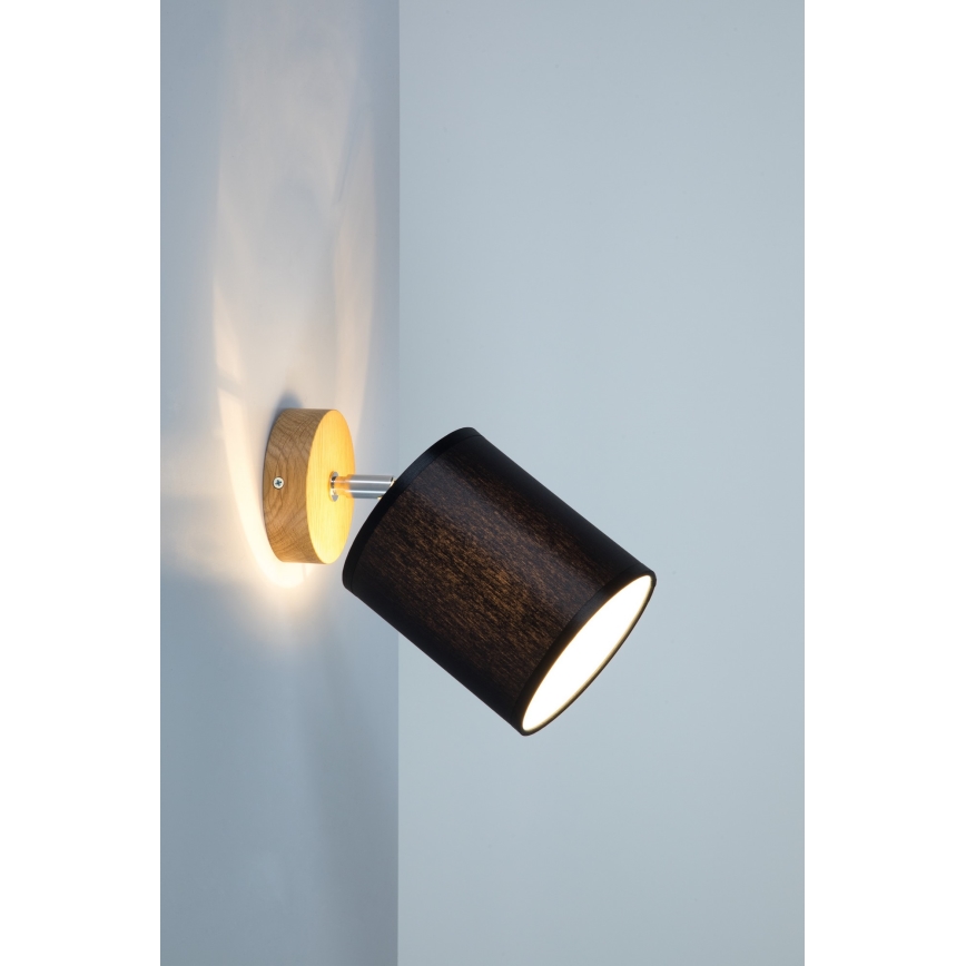 Foco de parede APRILLIA 1xE27/25W/230V carvalho preto - certificado por FSC