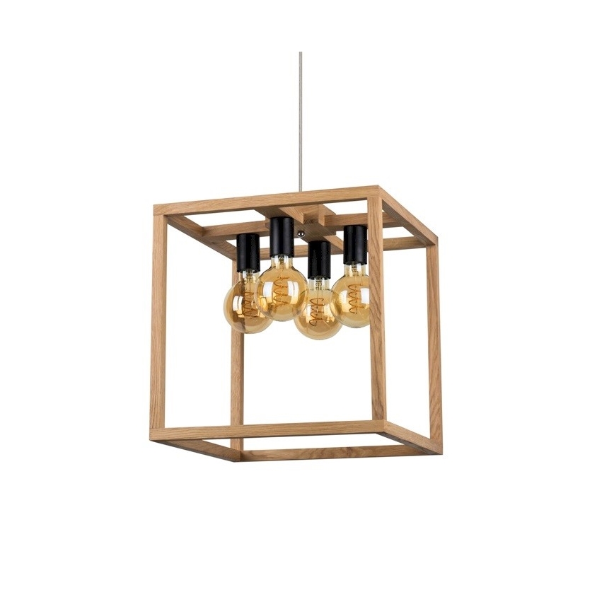 Candelabro suspenso KAGO 4xE27/60W/230V carvalho - certificado por FSC