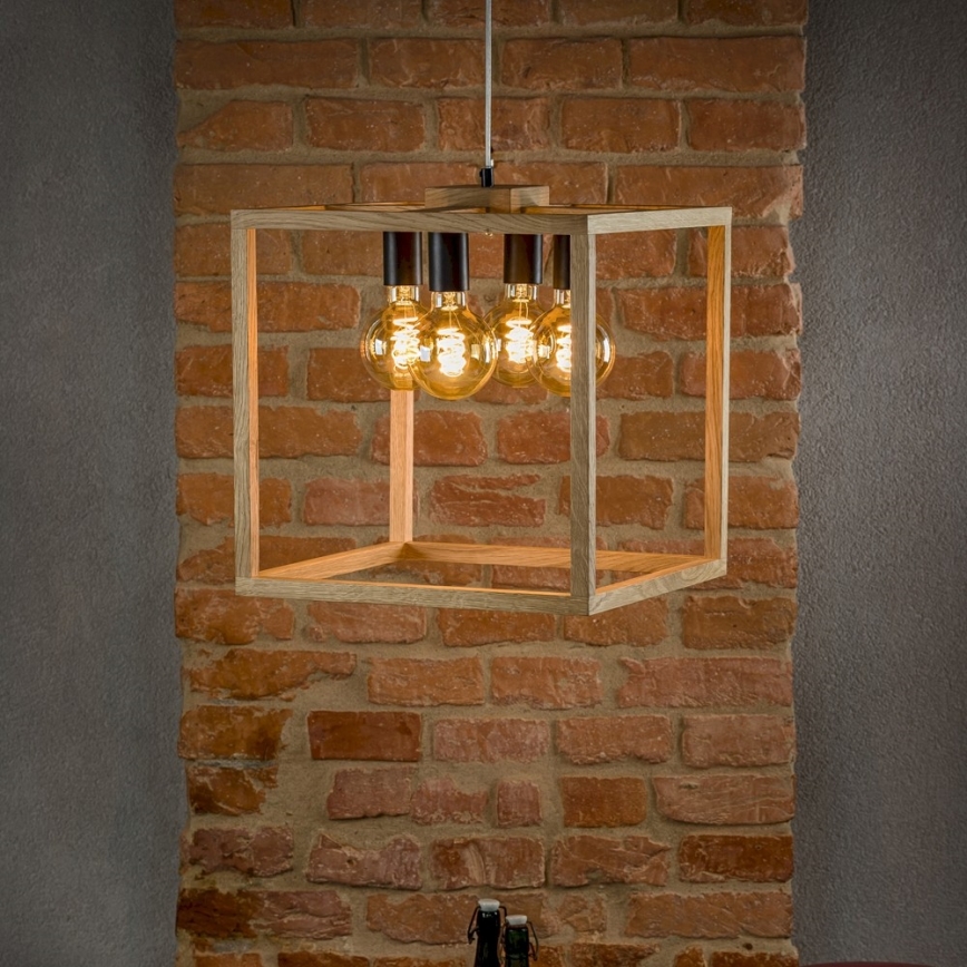 Candelabro suspenso KAGO 4xE27/60W/230V carvalho - certificado por FSC