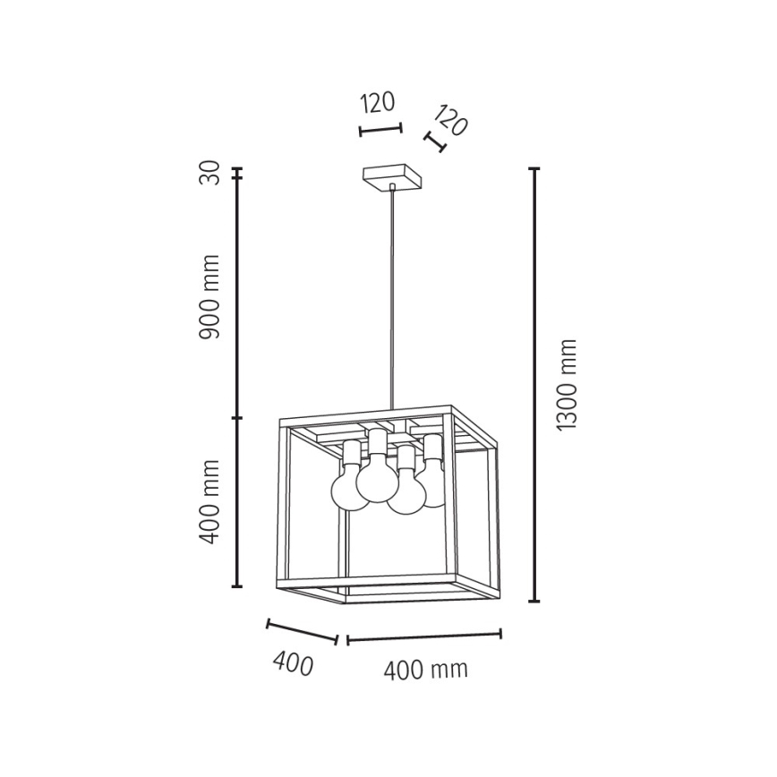 Candelabro suspenso KAGO 4xE27/60W/230V carvalho - certificado por FSC