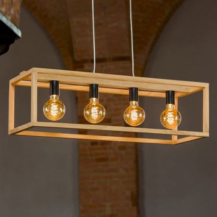Candelabro suspenso KAGO 4xE27/60W/230V carvalho mate - certificado por FSC