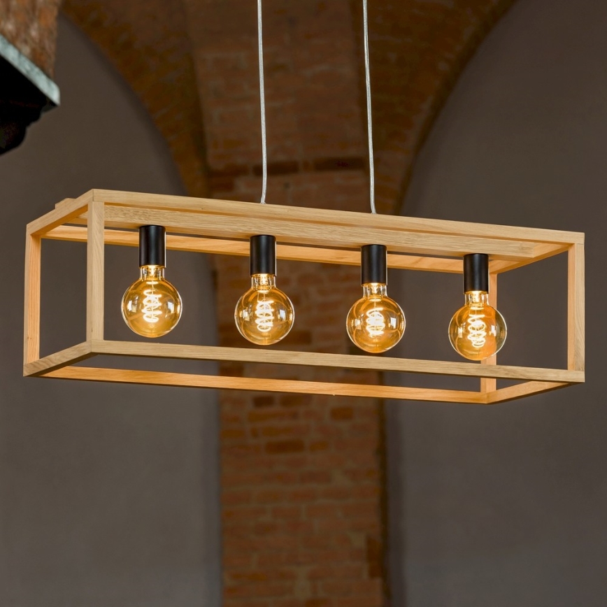Candelabro suspenso KAGO 4xE27/60W/230V carvalho mate - certificado por FSC