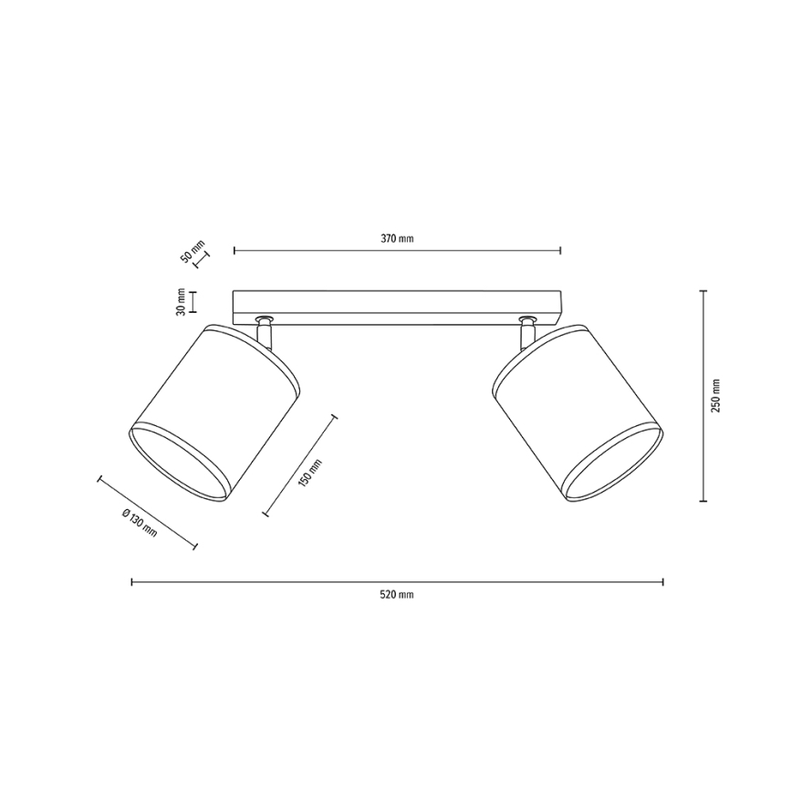 Foco de teto BOHO 2xE27/25W/230V carvalho - certificado por FSC