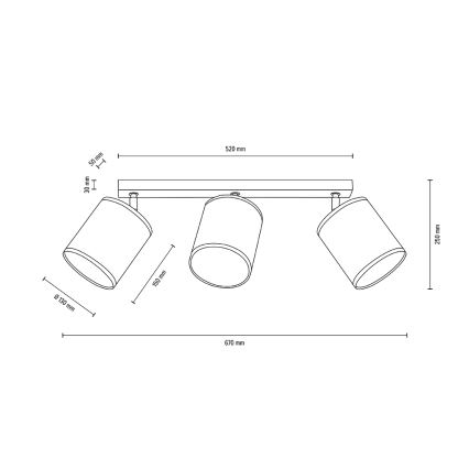Foco de teto BOHO 3xE27/25W/230V carvalho - certificado por FSC