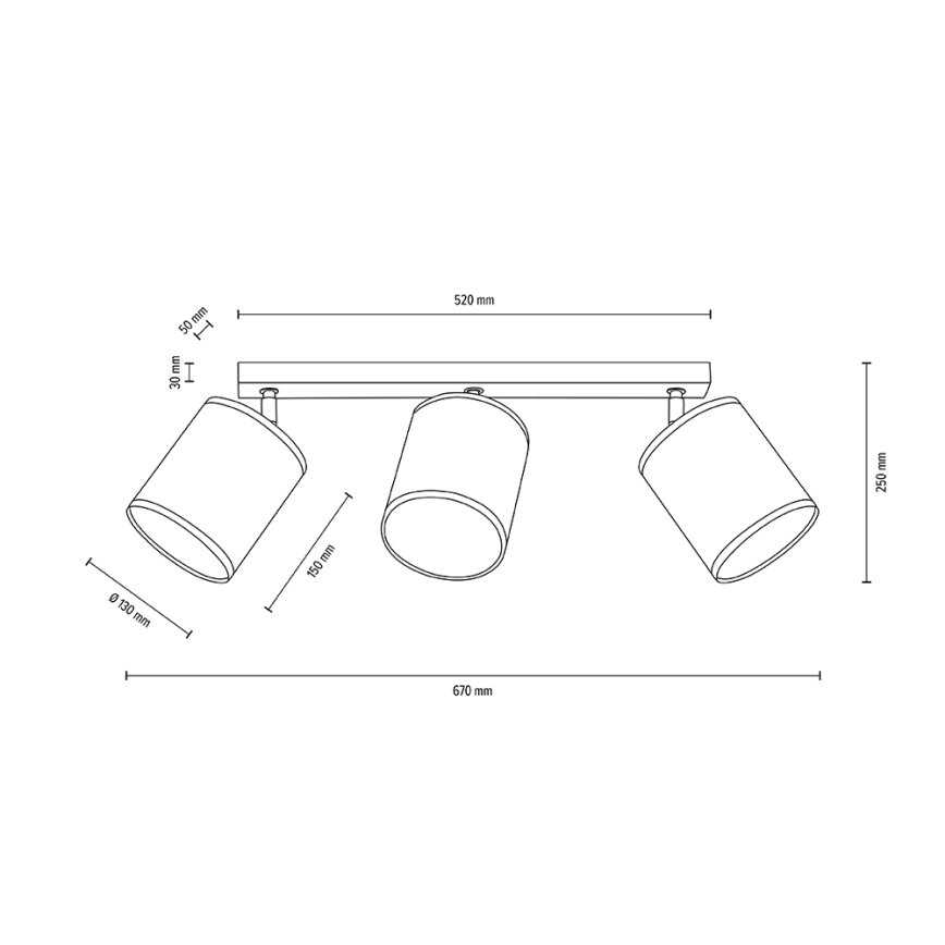 Foco de teto BOHO 3xE27/25W/230V carvalho - certificado por FSC