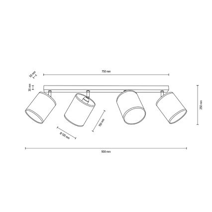 Foco de teto BOHO 4xE27/25W/230V carvalho - certificado por FSC