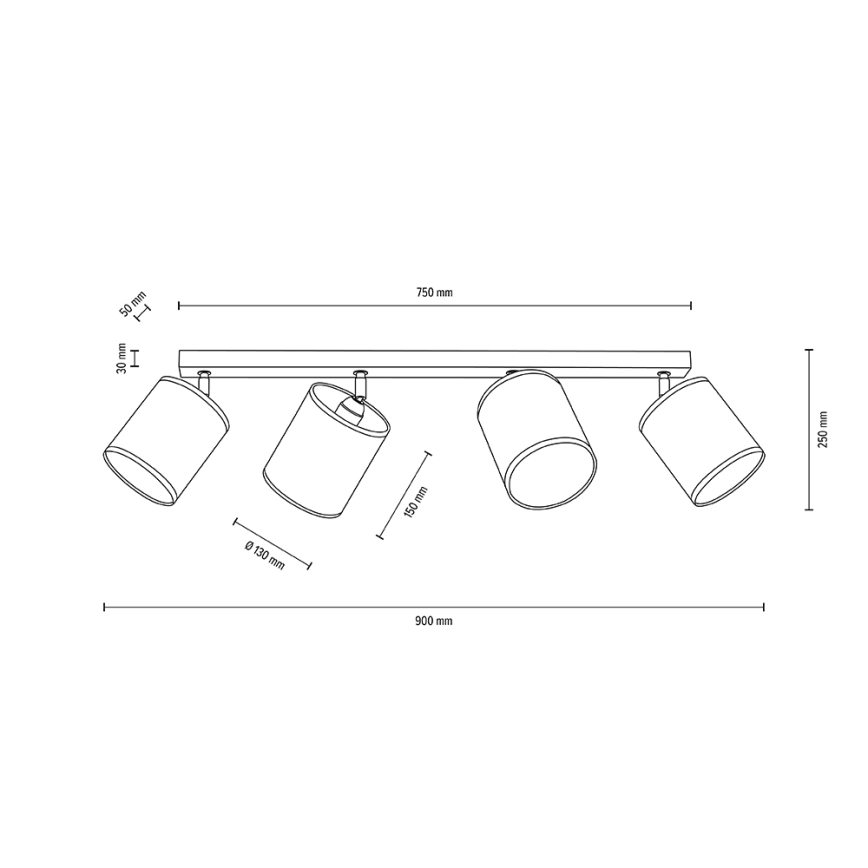 Foco de teto BOHO 4xE27/25W/230V carvalho - certificado por FSC